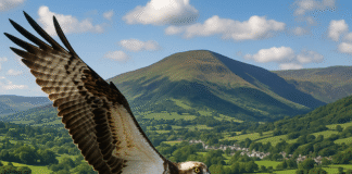 Ospreys return to Usk valley – A Symbol of Conservation Success in Mid-Wales ai enhanced image of osprey